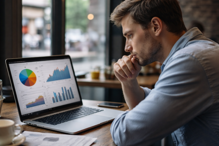Estudio financiero en una cafetería